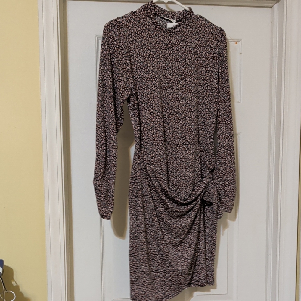 Lush Black Floral Long Sleeve Dress